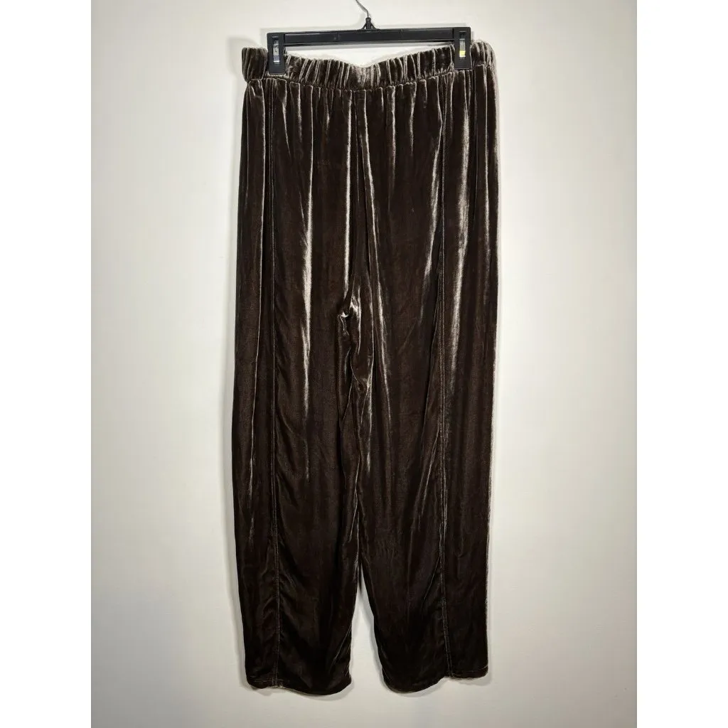 EILEEN FISHER Velvet Lantern Ankle Pants Size Medium Wren Chocolate Brown - Image 5