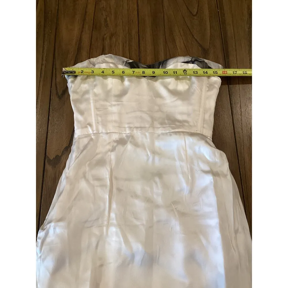 Monique Lhuillier Strapless corset Bodycon ruched mini Dress Black White 6 - Image 8
