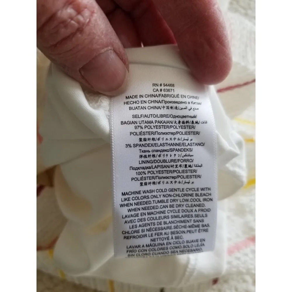 BCBGeneration Drawstring Pull-On Shorts Ivory Multi-Color Women's Size L - Image 7