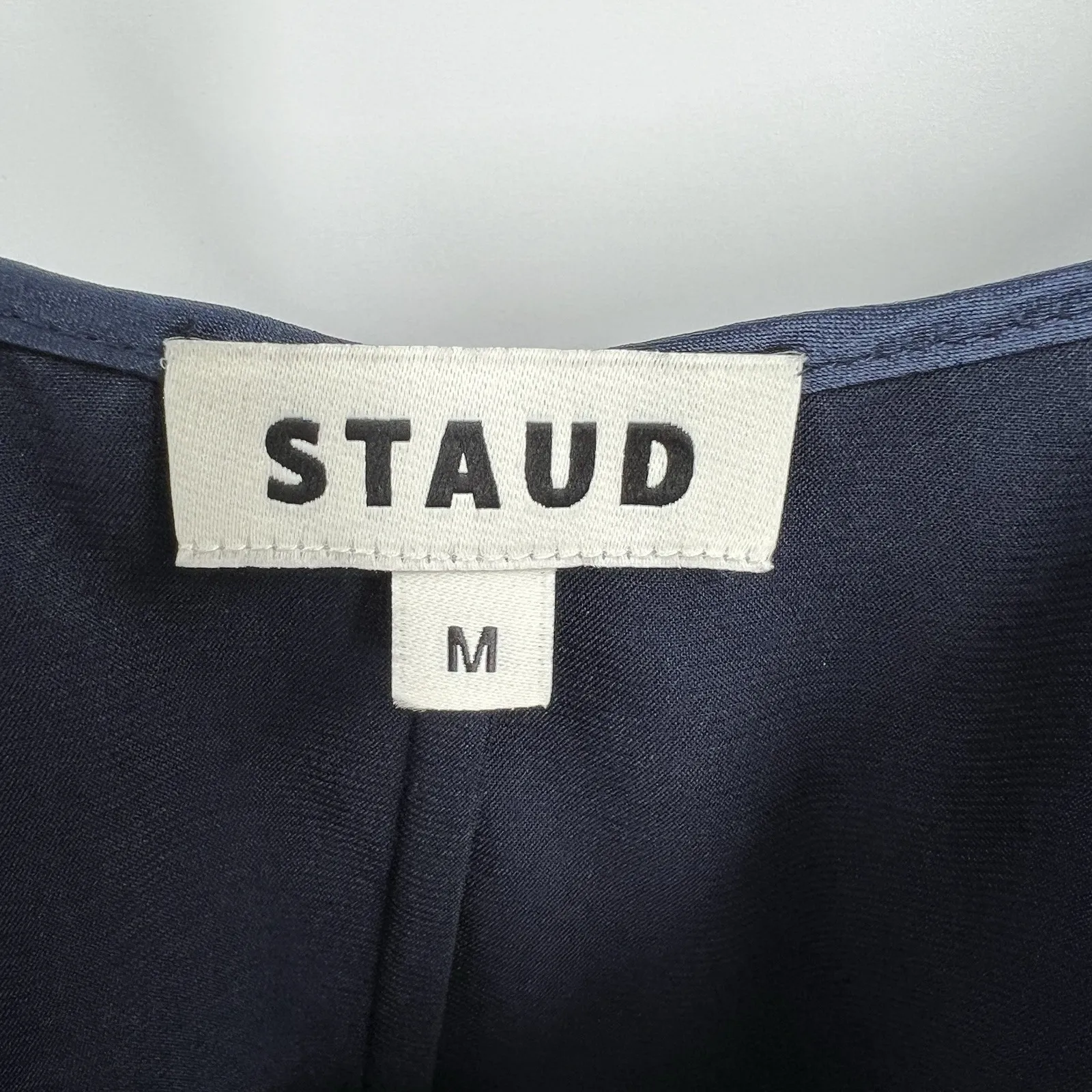 STAUD Midi Slip Dress Size Medium Satin Dark Navy Blue Cocktail Party Minimalist - Image 9