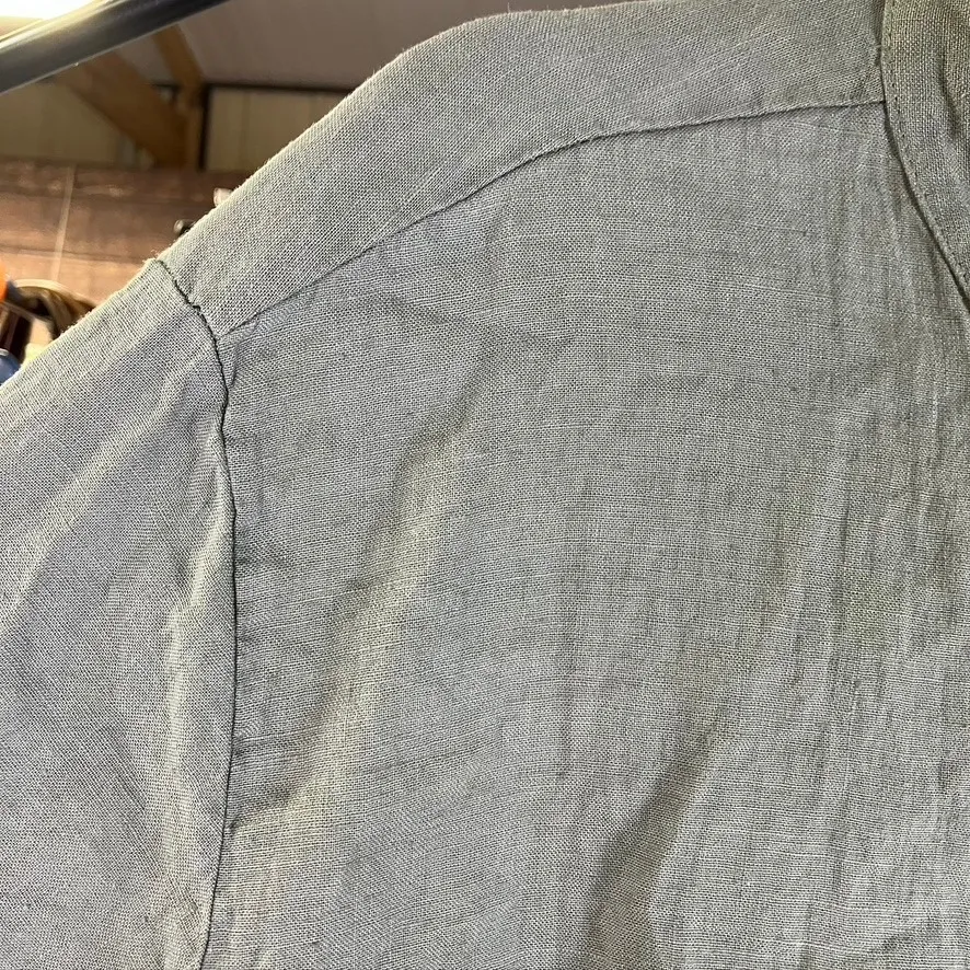 Made‎ in Italy Linen Viscose Shirt XXL Button Up Short Sleeve Green Womenswear - Image 4