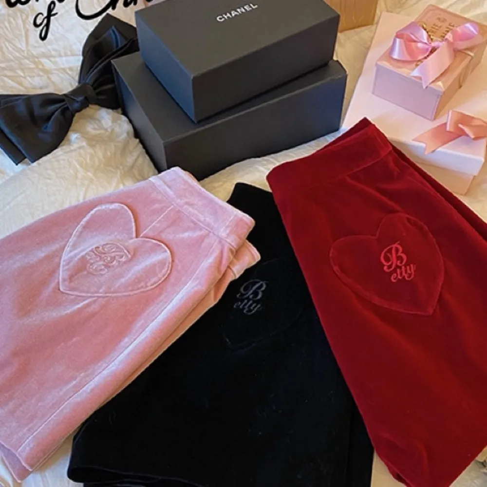 Japanese Kawaii Style Balletcore Red Velvet Heart Pocket Ribbon Mini Skirt Skort - Image 10