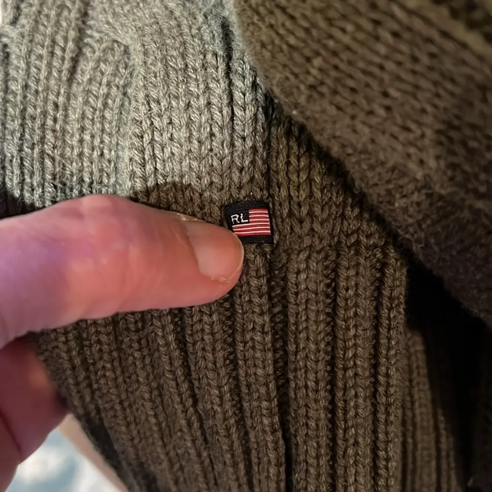 Polo Ralph Lauren olive green Women's cable net Sweater, 100% Cotton Sz S - Image 10