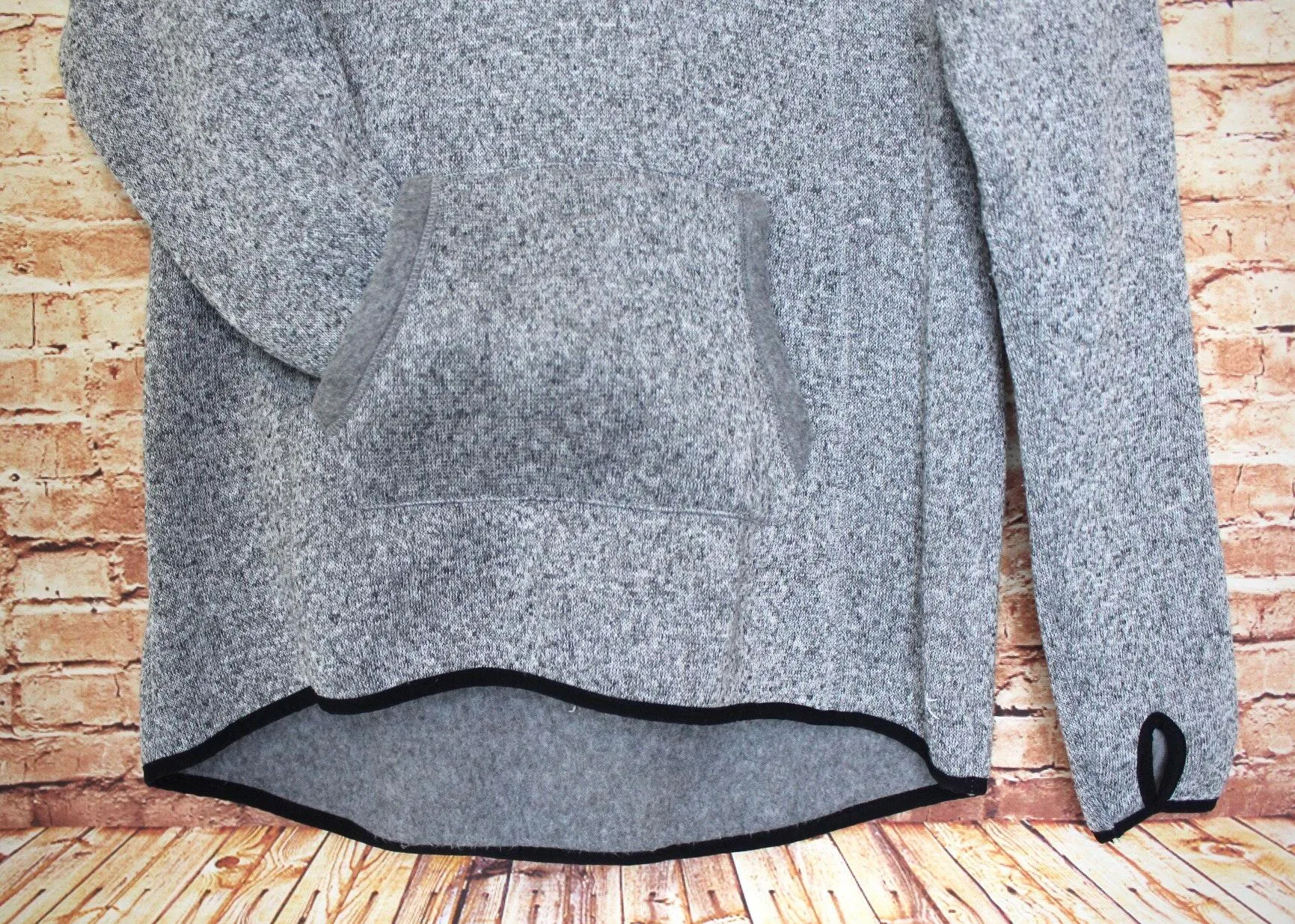 | Heathered Grey Long Length Hoodie - Image 4