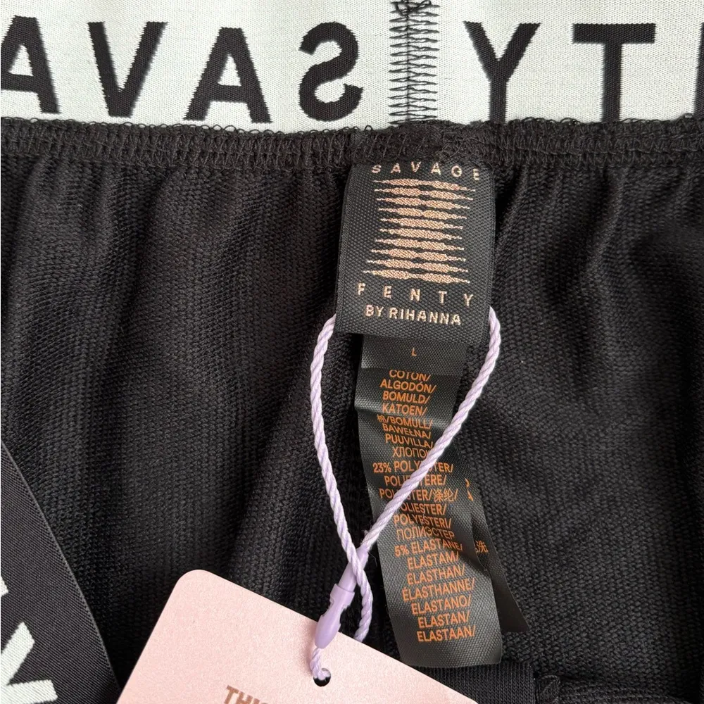 NWT Savage x Fenty French Terry Black Sleep Lounge Pants Women’s Size Large - Image 3