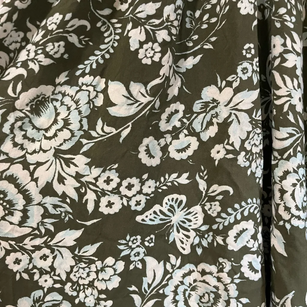 Patrons of Peace Olive and Cream Floral Dress Sz S - Image 4