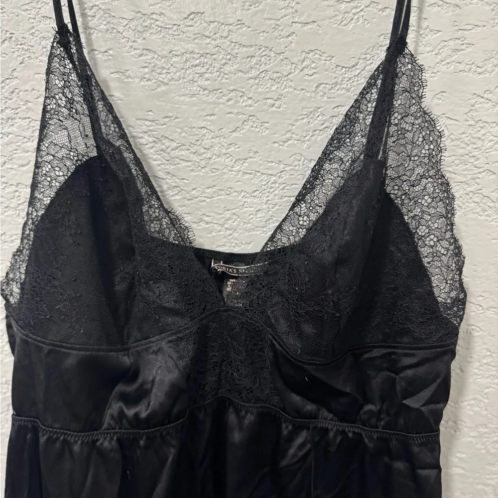 Black Babydoll Lingerie Slip Teddy Satin Lace Dress - Image 3