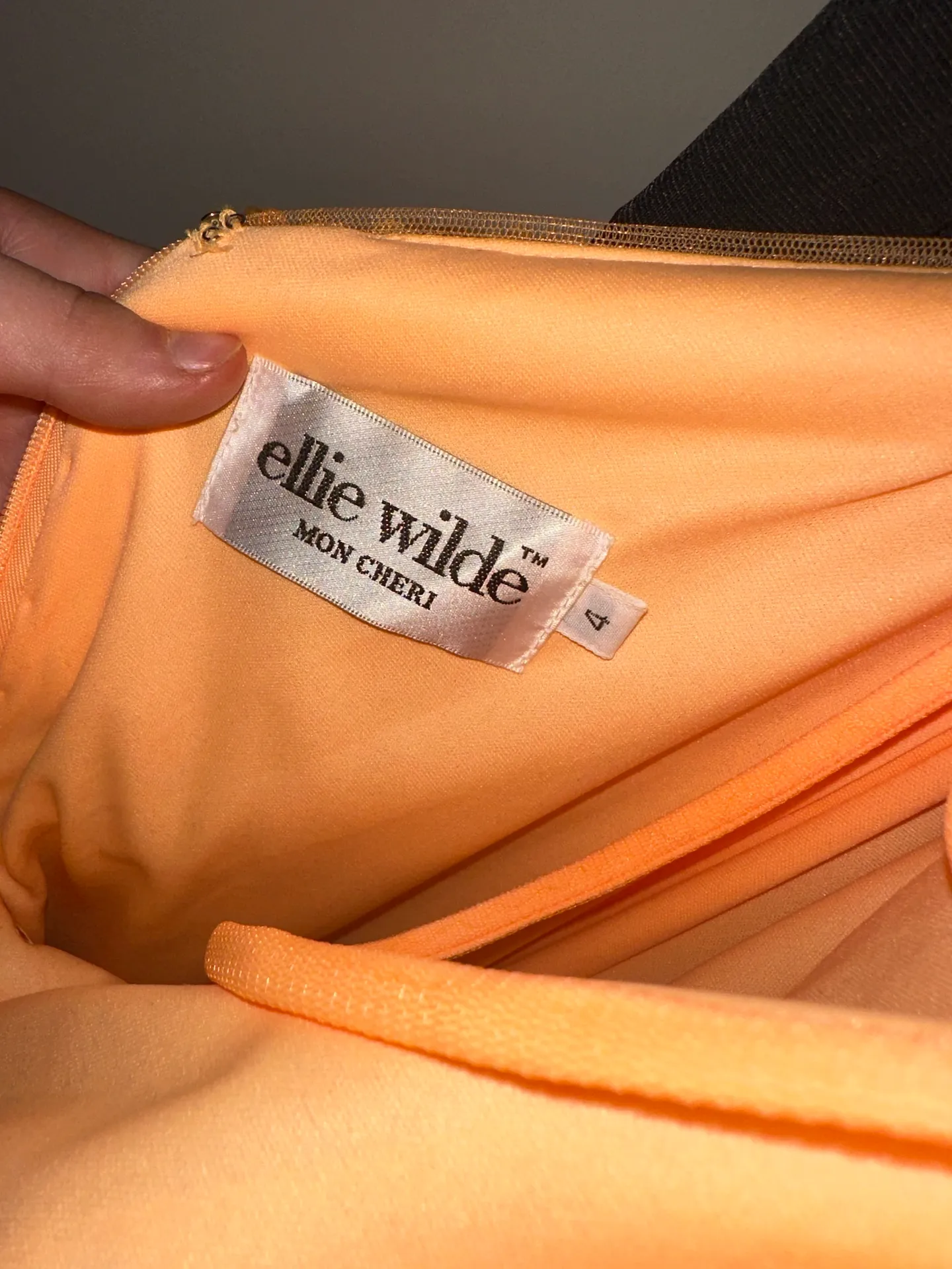 Bright Orange Sequin Prom Dress - Image 2