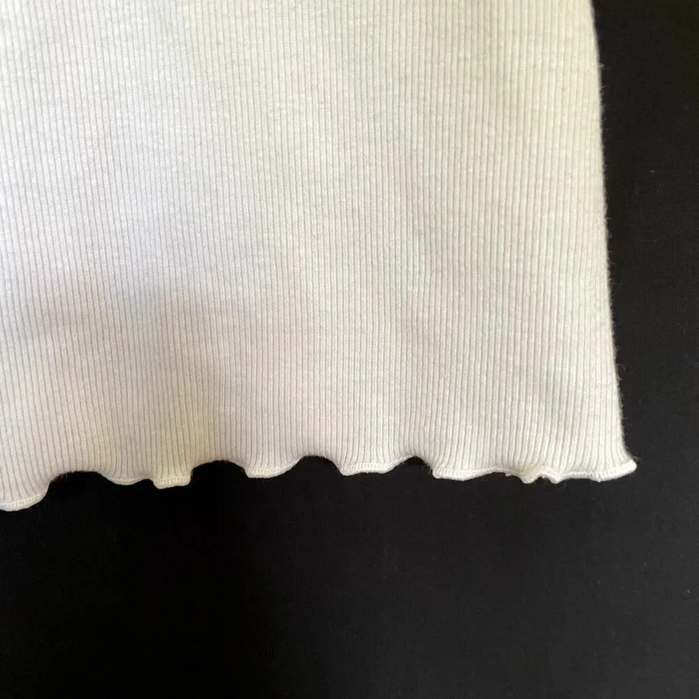 Colsie ribbed white crop top frill lace casual women's size XS summer light - Image 4