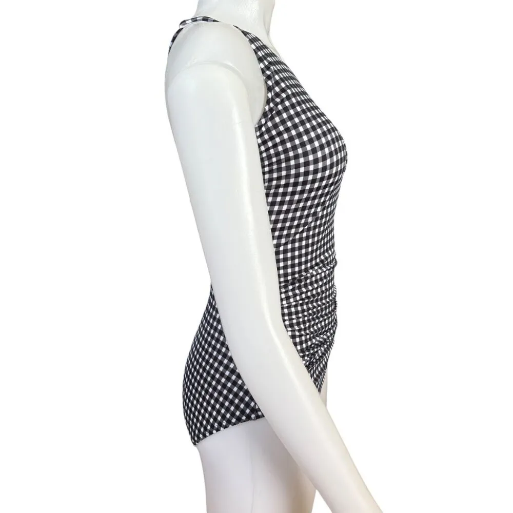 Talbots Miraclesuit black white checkered lightly padded one piece swimsuit 12 - Image 3