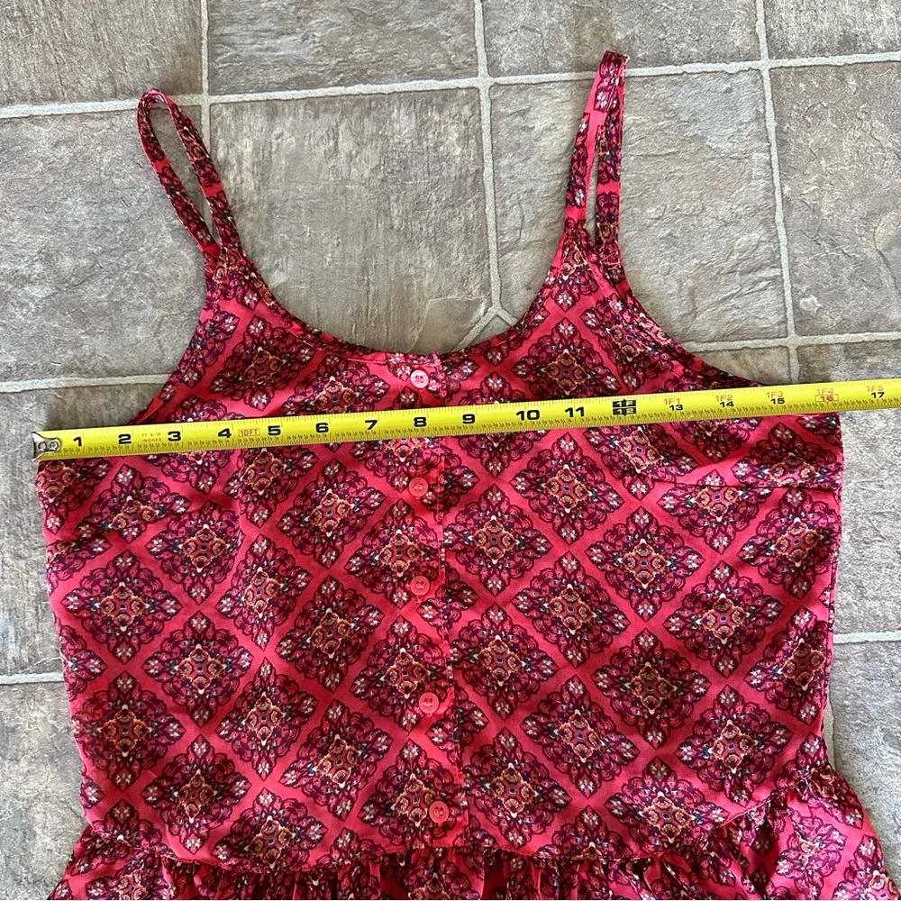 Pink Arizona Jean Co Tank Top Patterned Button Peplum Sheer - Image 5