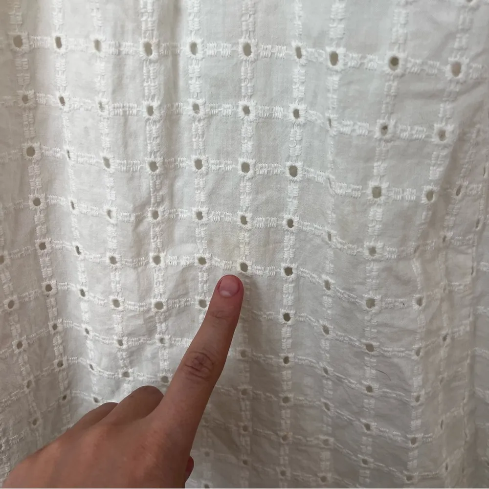 Anthropologie Thames White Eyelit Cotton Mini Dress Long Sleeve - Image 10