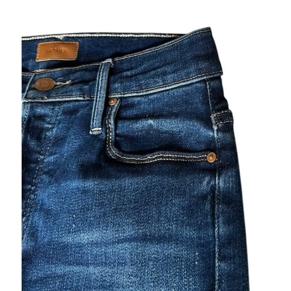 MOTHER The Stunner Ankle Fray Jean Womens 25 Change is in the Air Dark Skinny Blue - Image 7
