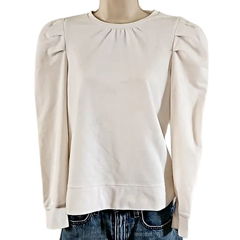 NWT Rachel Parcell Ivory Puff Sleeve Long Sleeve Pullover Sweatshirt Size XS - Image 2