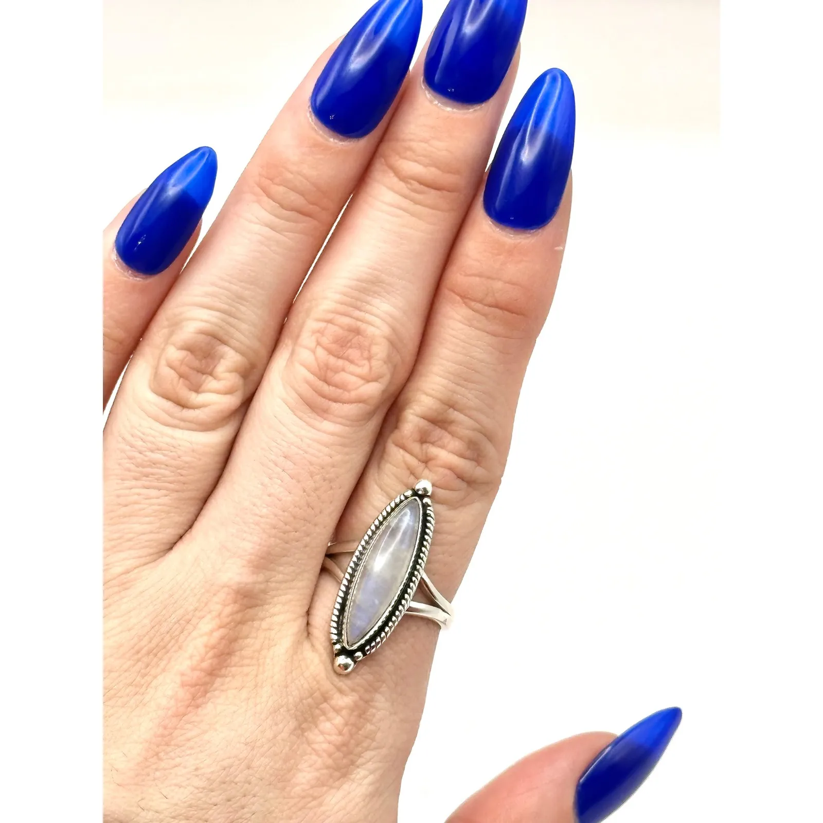 Moonstone Sterling Silver Statement Ring Size 9.25 - Image 6