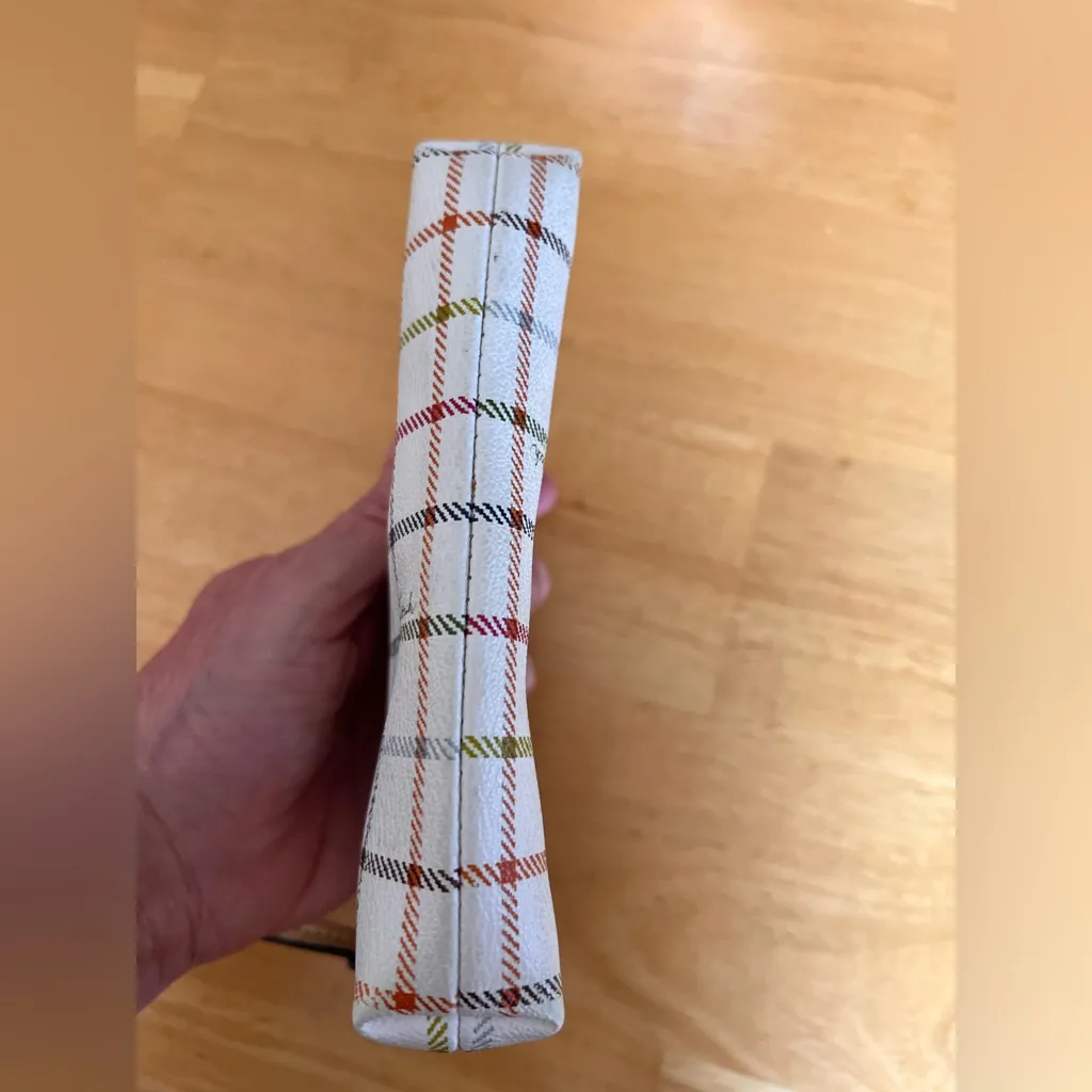 Coach White and Gold Plaid Wristlet - Image 5