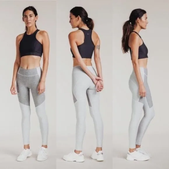 Outdoor Voices Two-Tone Gray Colorblock Warm Up Legging 7/8 XS - Image 2