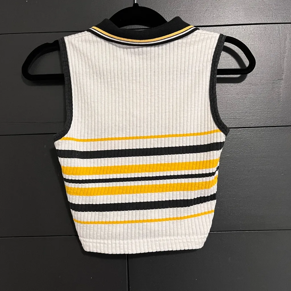 JAZZ SPORT Women’s Sleeveless Sweater Polo Shirt Tank Top Gameday Sz S EUC White - Image 3