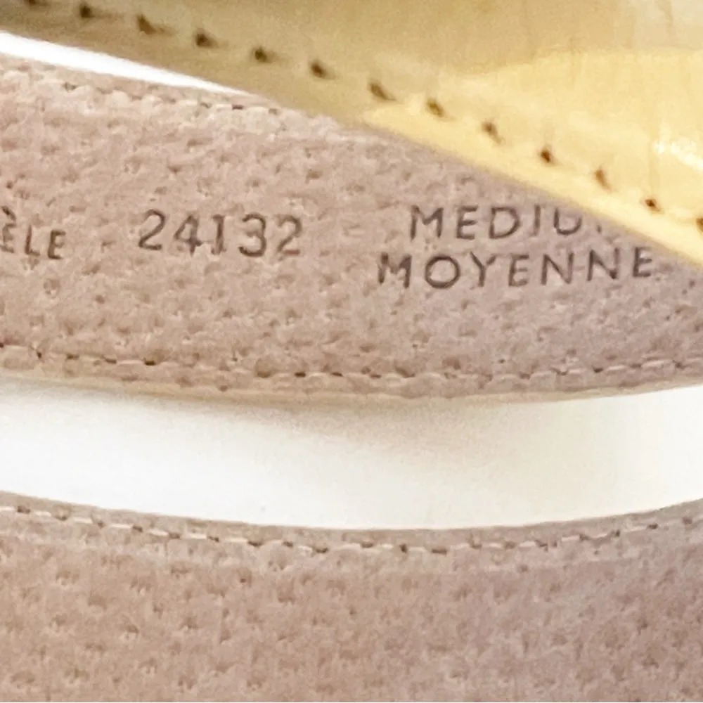 Liz Claiborne Vintage Medium Cream Genuine Bonded Leather Gold Hardware Belt NEW - Image 4