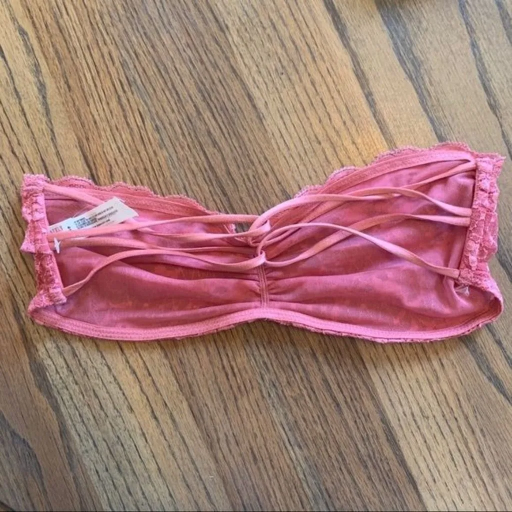 Intimately Free People Essential Lace Bandeau Size Small Peony Pink Mauve New - Image 4