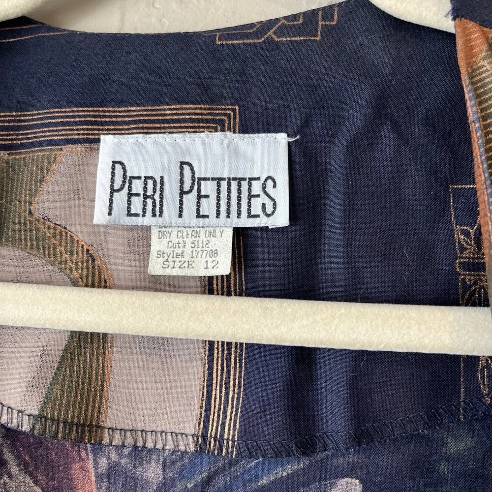 Art To Wear Abstract Blazer Coverup Lagenlook Preppy indie open front teacher 12 Blue - Image 5