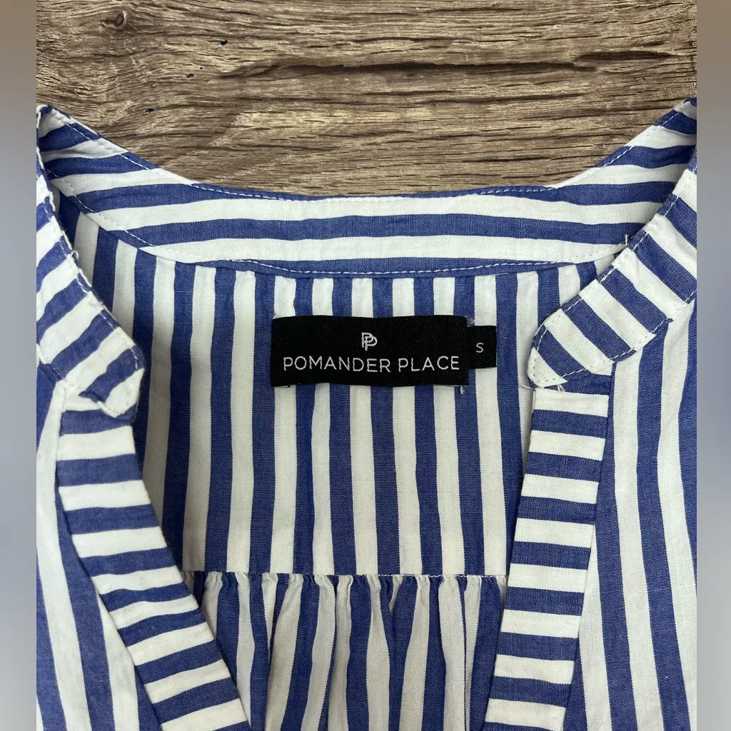 POMANDER PLACE‎ Blue and White Stripe Cotton Poplin Kenzo Dress size small - Image 5