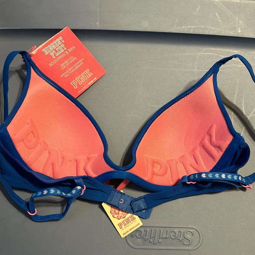 NWT PINK Victoria’s Secret Vintage Blue Biggest Flirt Scoopneck Bra 34A - Image 3