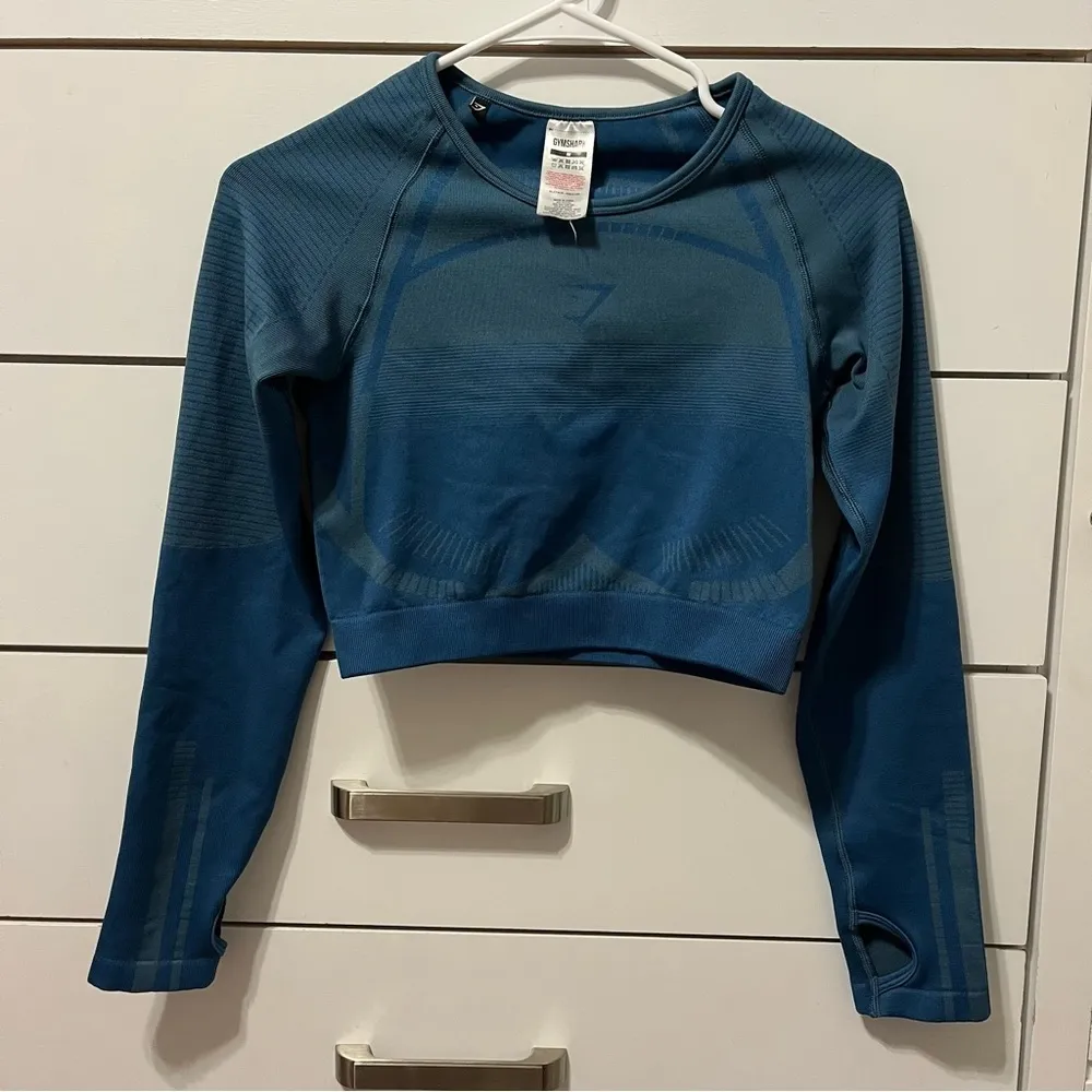 Gymshark  Blue Long Sleeve Seamless Top - Image 2
