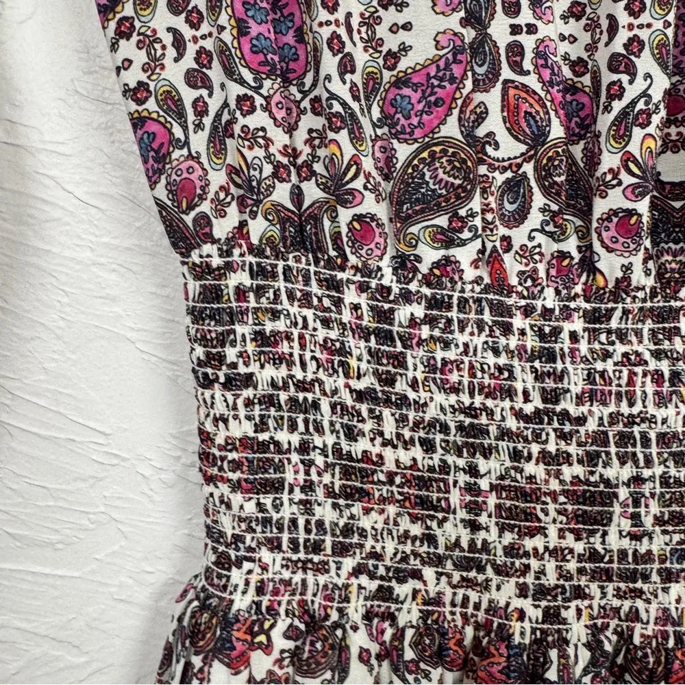 Shoshanna Purple Paisley Silk Dropped Waist Mini Dress Womens 0 Boho Coquette - Image 2