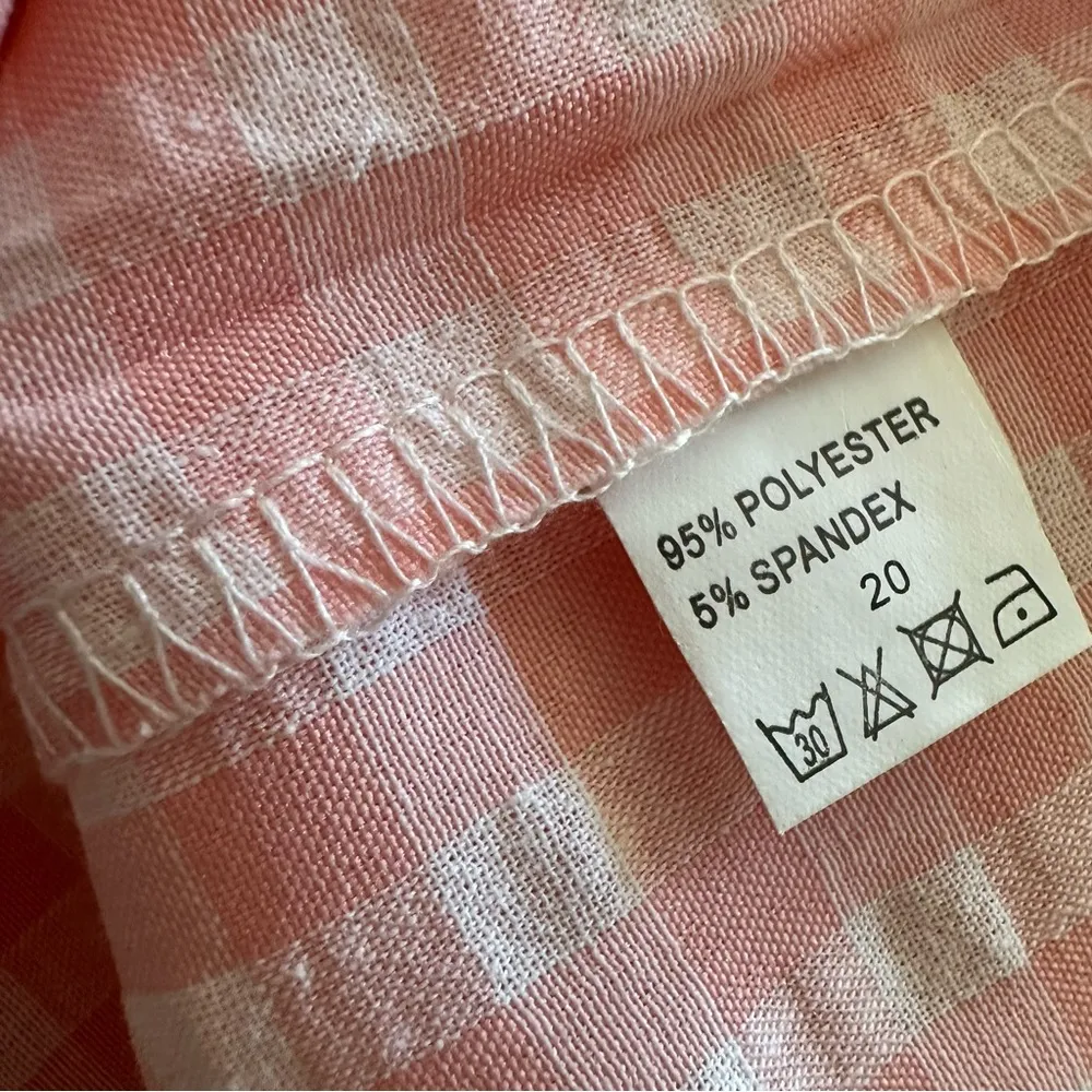 Chic Pink Long Sleeve Gingham Dress Size XL - Image 4