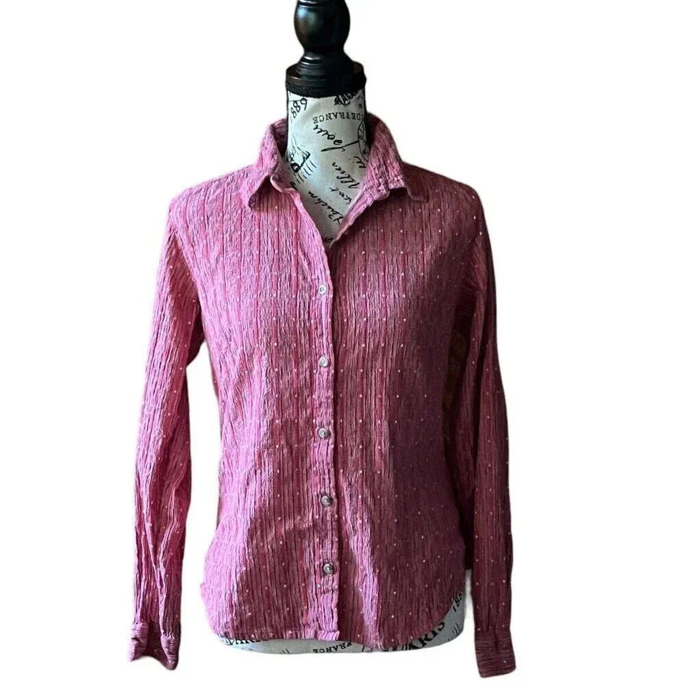Columbia Burgundy Striped Button Down Shirt Women’s M – Tribal Aztec Western - Image 2