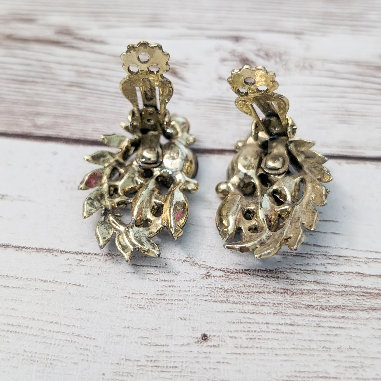 Vintage Clip On Earrings Large Statement with Purple Gems - Image 6