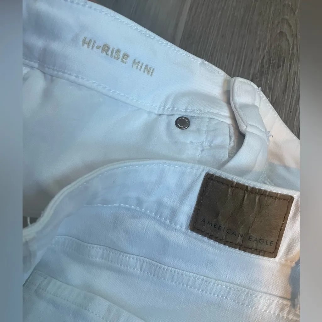 American Eagle White High Rise Stretch Denim Mini Skirt size 6/28 - Image 6