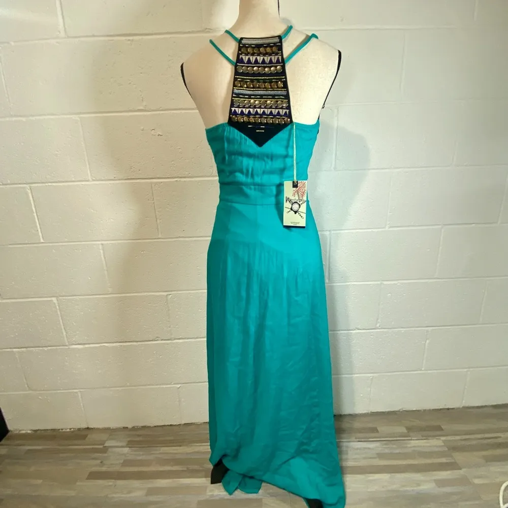 Marineblu Teal Embellished Spaghetti Strap Maxi Dress - Image 7