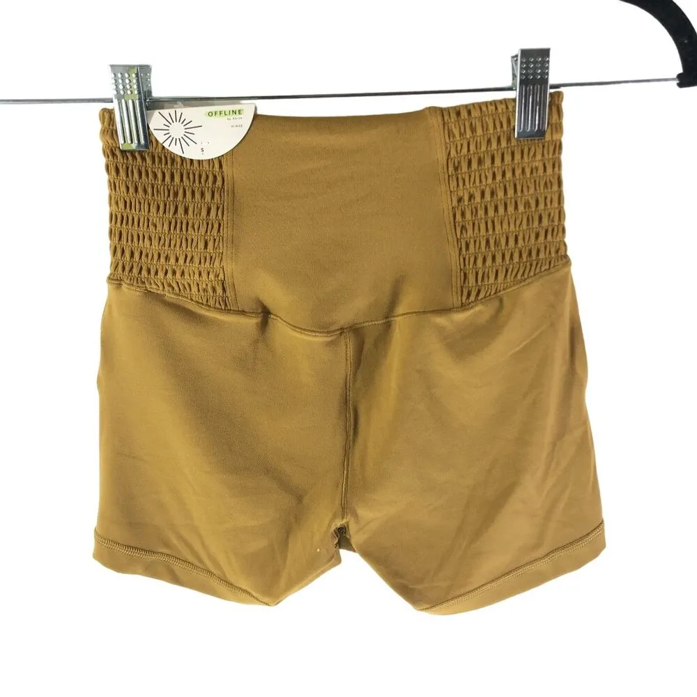 Offline By Aerie Real Me Shortie High-Rise Womens Shorts Brown S - Image 2