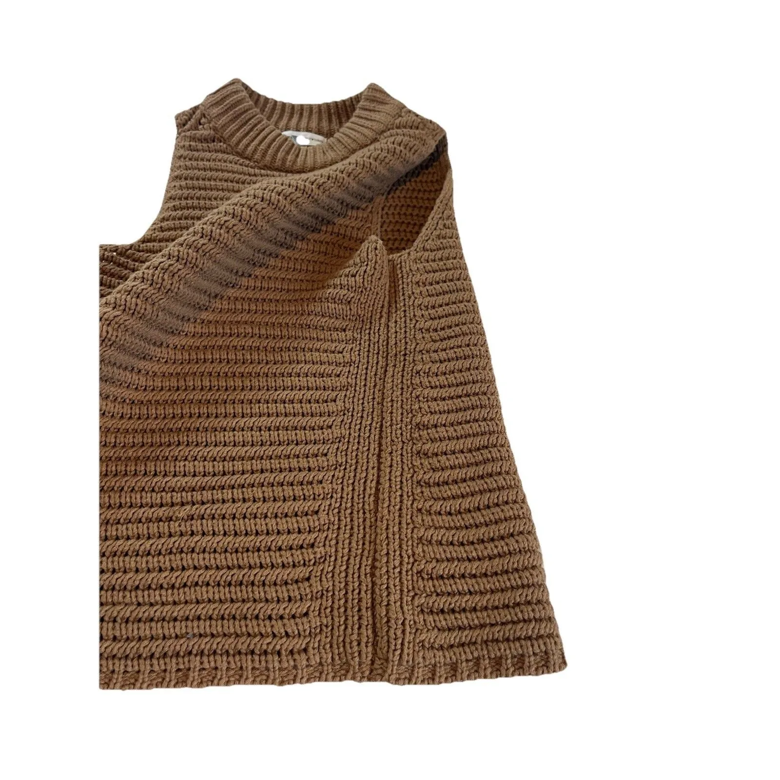 Express X Negrin Mirsalehi Sweater Vest Size Small Brown Crochet Chunky Knit - Image 4