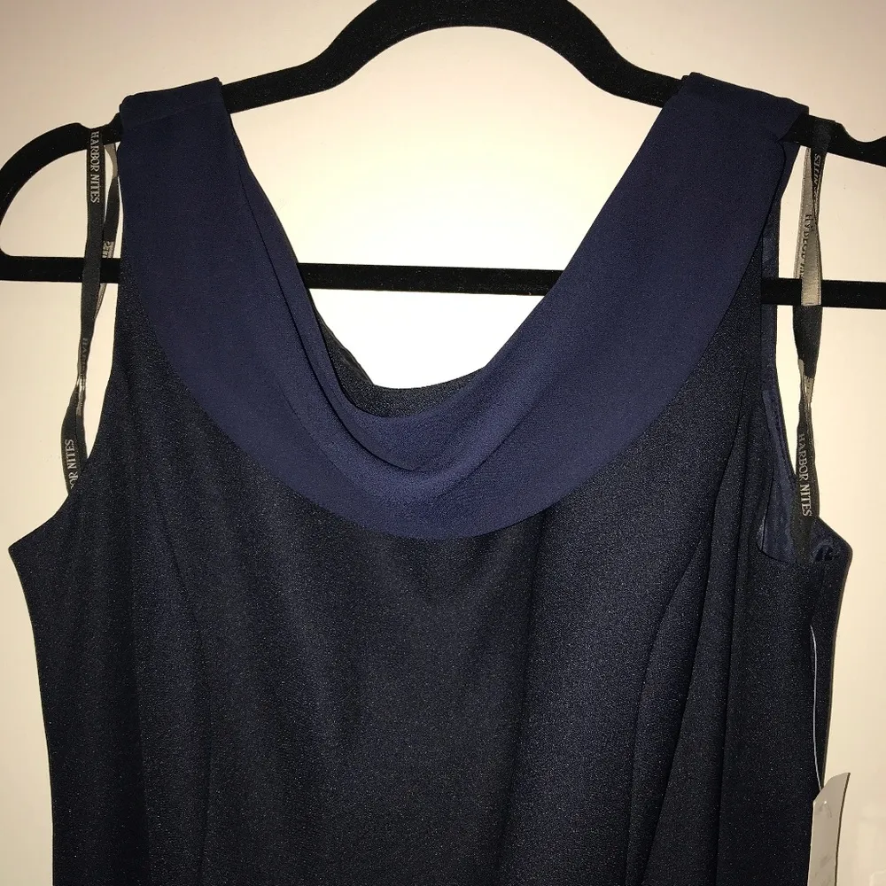Harbor Nights by Sag Harbor Dress Navy Formal Long Dress w/ Draped Back Sz 8 NWT - Image 5