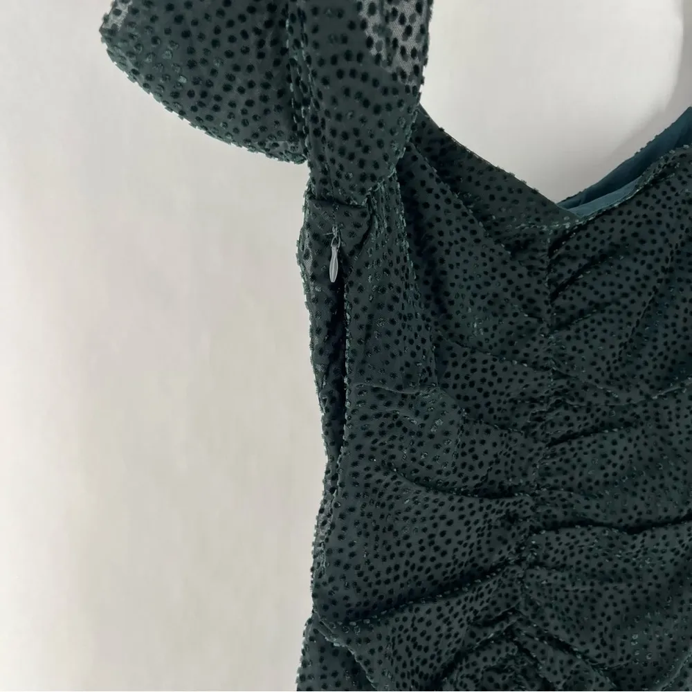 ASTR Sephra Forest Green Swiss‎ Dot Sweetheart Neck 3/4 Sleeve Ruched Mini Dress - Image 15