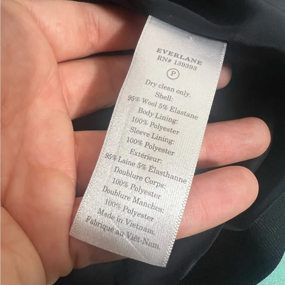 Everlane Italian wool double button blazer black Sz 0 - Image 6