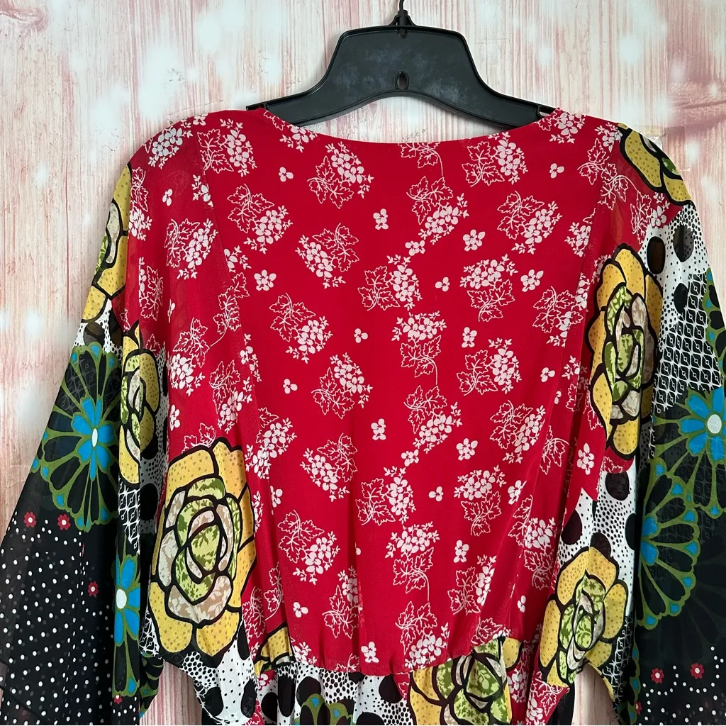 Vintage 90’s BISOU BISOU Maternity Kimono Sleeve Retro Floral Print Tunic Top - Image 10