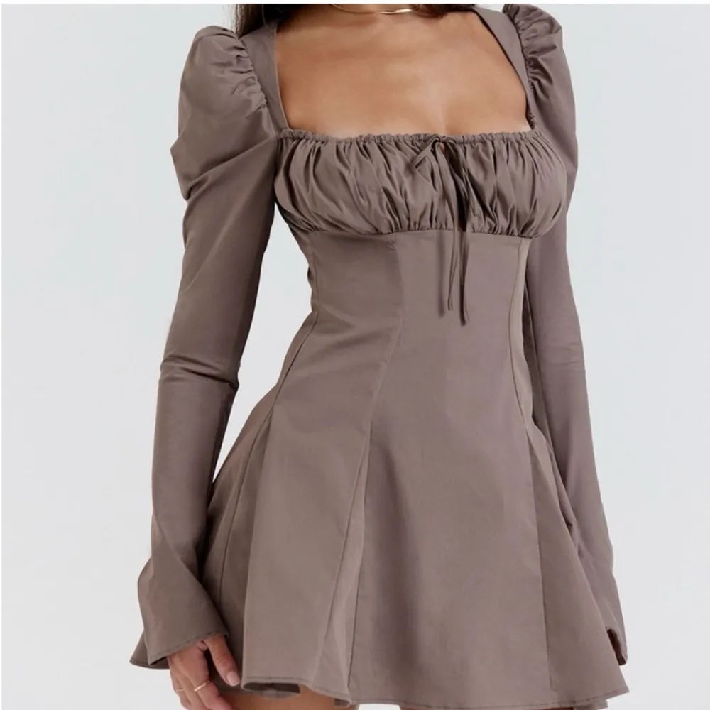 House of Cb Carlina Mocha Long Sleeve Mini Dress - Image 6