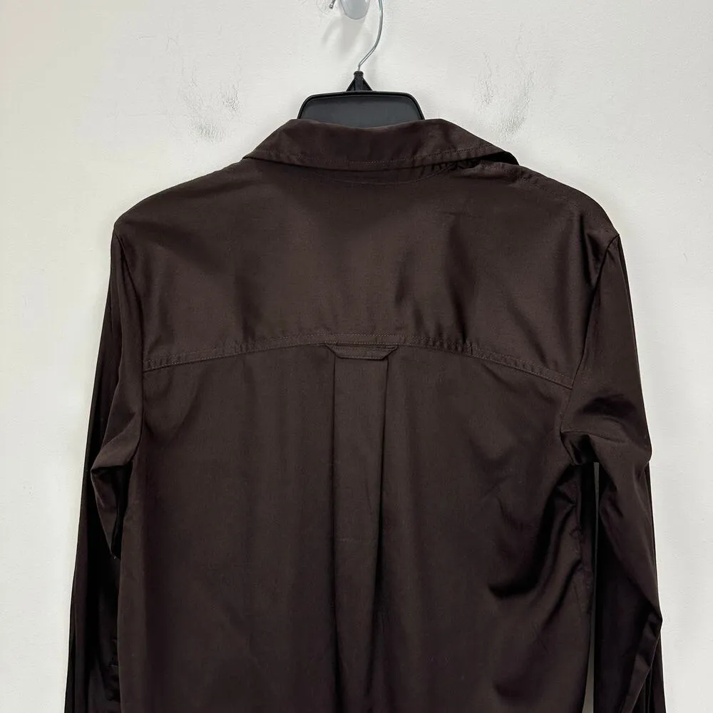 Madewell Utility Long Sleeve Popover Shirt Dark Carob Stretch Cotton XXS NWT - Image 10