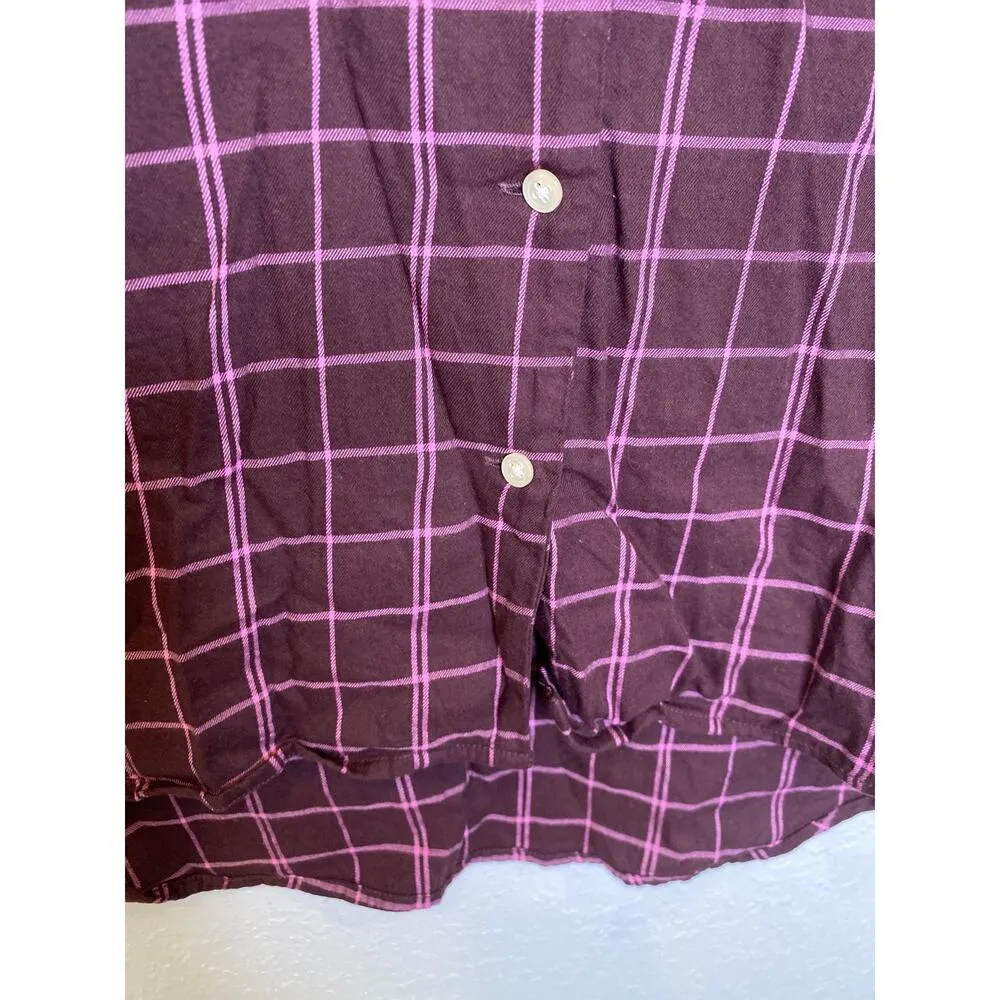 Madewell Purple Brown Plaid Oversized Nikki Flannel Button Down PJ Top EUC Sz S - Image 4