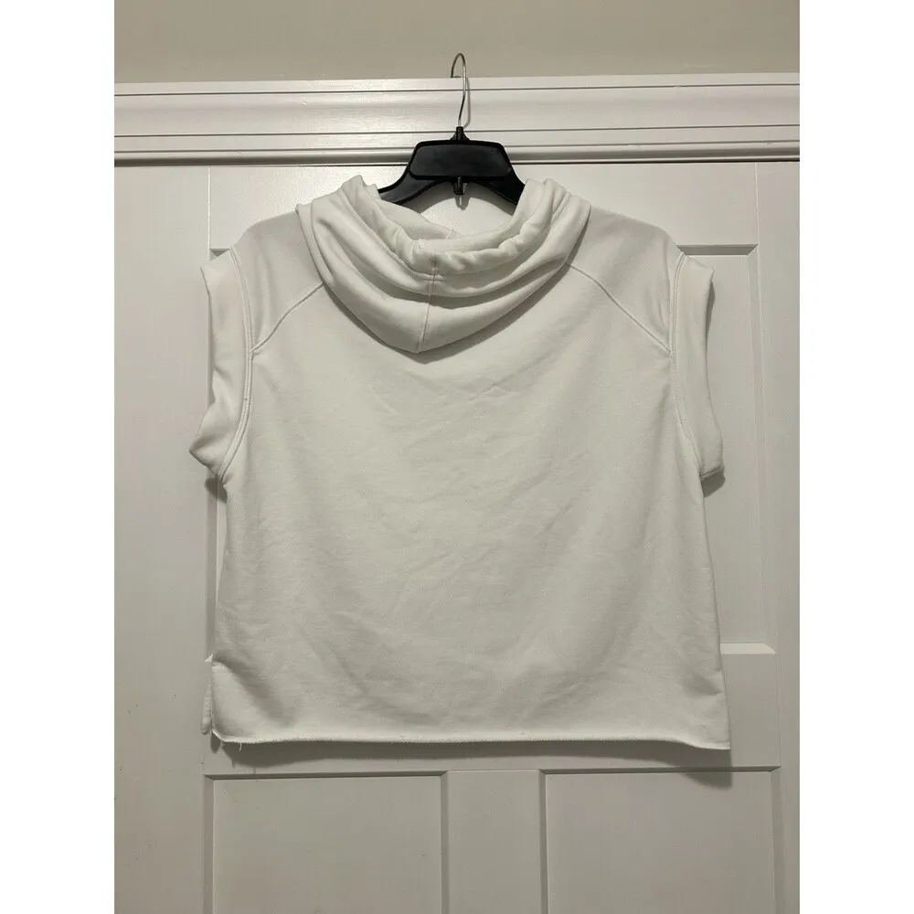 ATHLETA Spar Sleeveless Hoodie Sweatshirt White Size Small Waist Length Gym Crop - Image 4