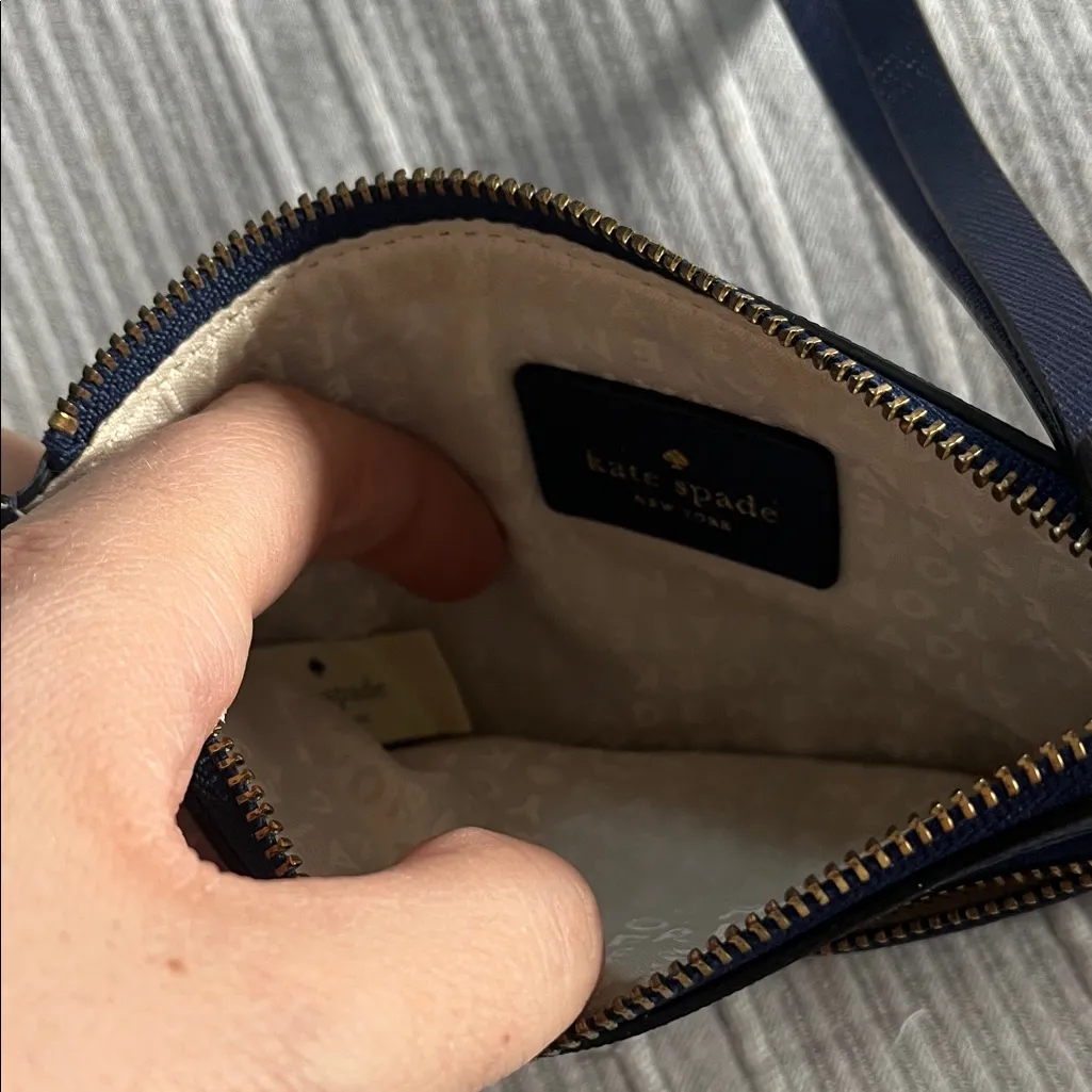 Kate Spade Blue Wristlet with Gold Zipper - Image 2
