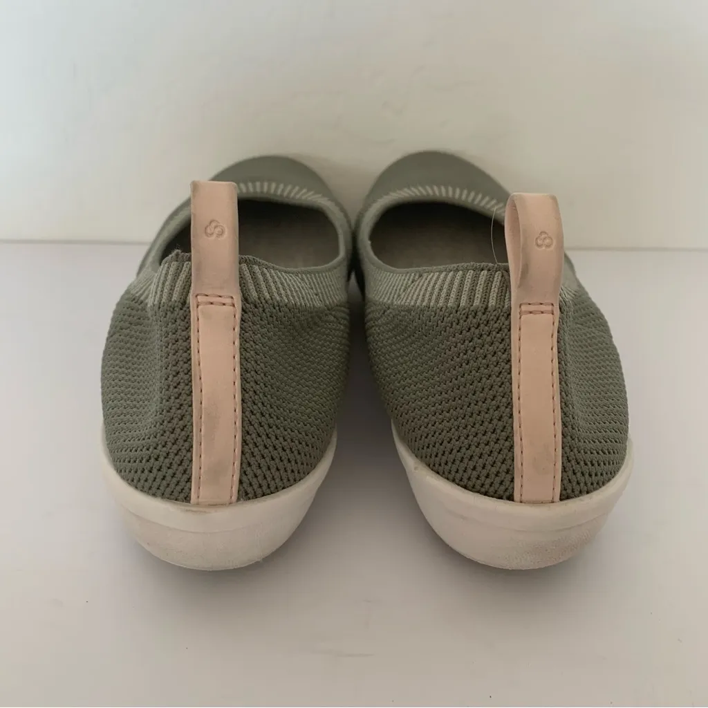 Clarks Cloudsteppers Ayla Paige Sage Green Knit Slip On Flats Size 8M - Image 6