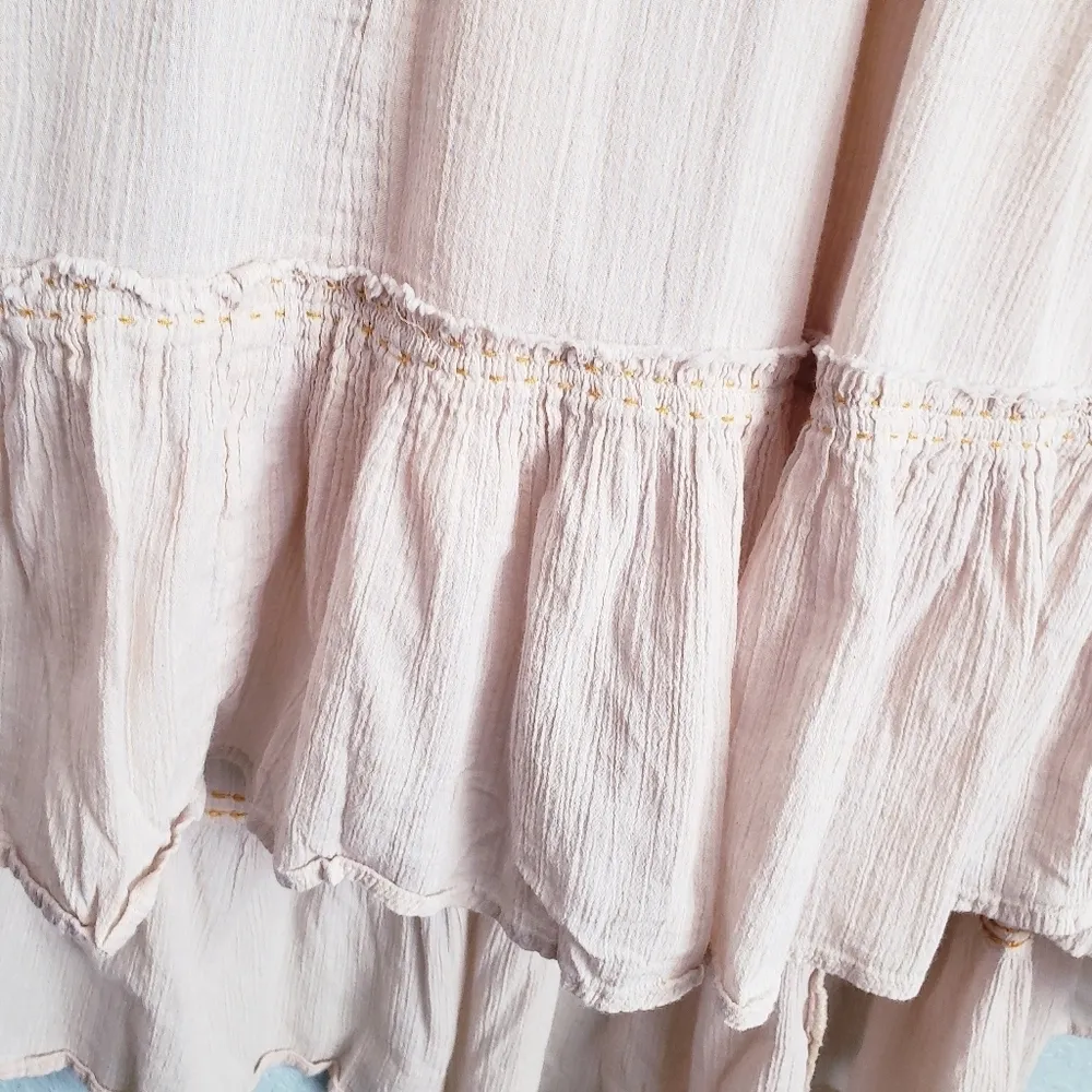 Free People Cotton Hi Low Embroidered Ruffle Dress - Image 4