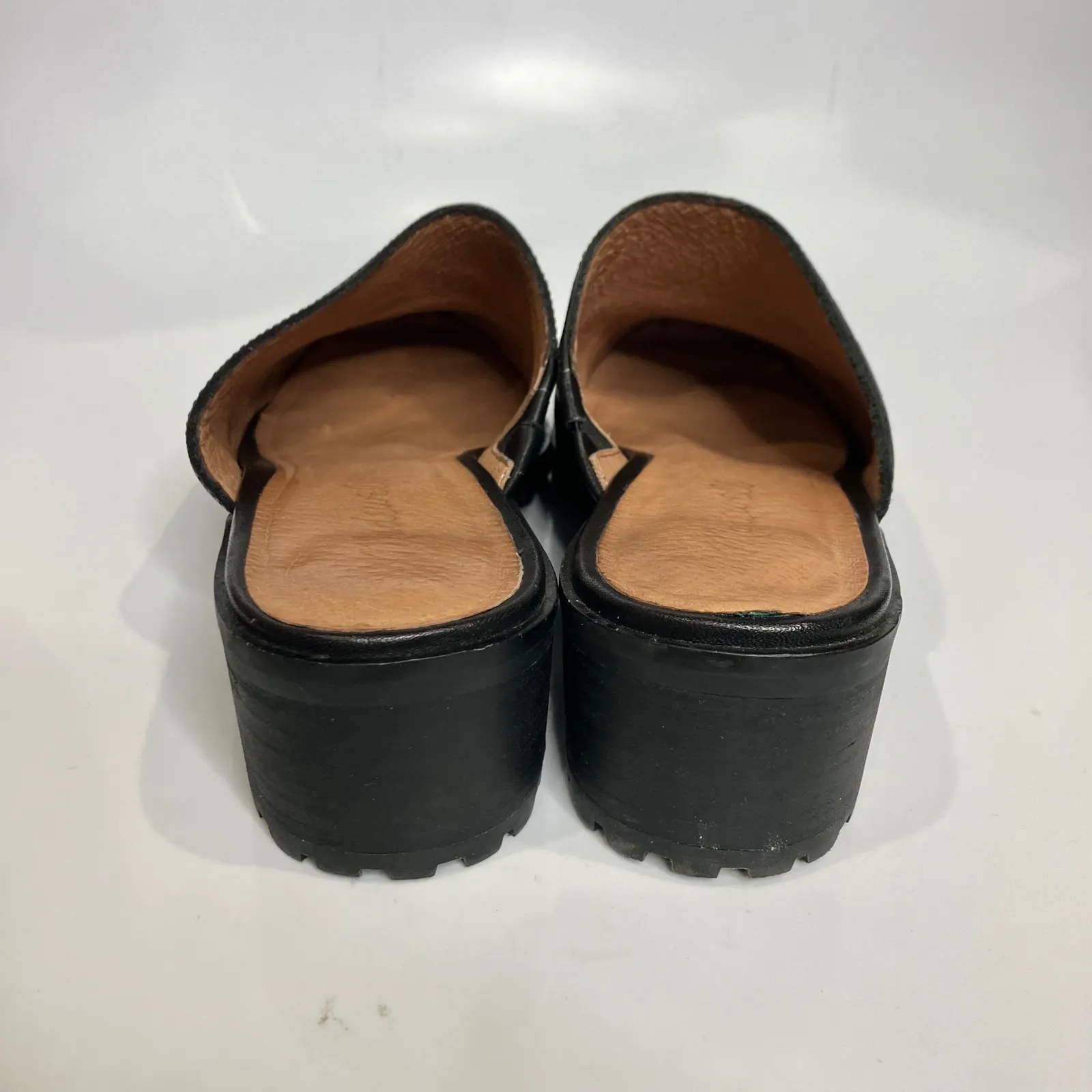 Madewell the Mindy lug sole mules black leather women's size 7 trendy block heel - Image 5