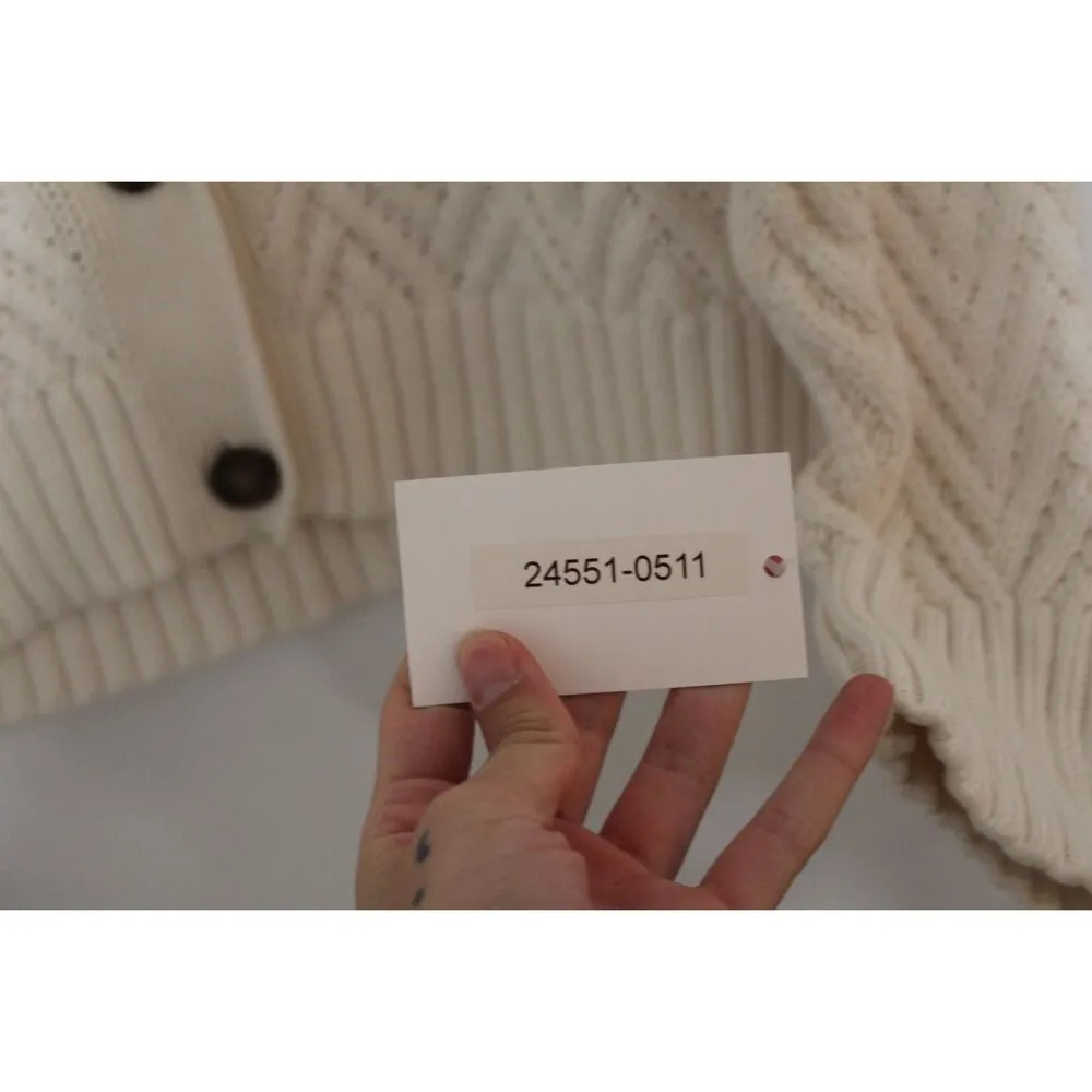 Womens Abercrombie & Fitch Cream Cable Knit Button Up Cardigan Sweater Size S - Image 6