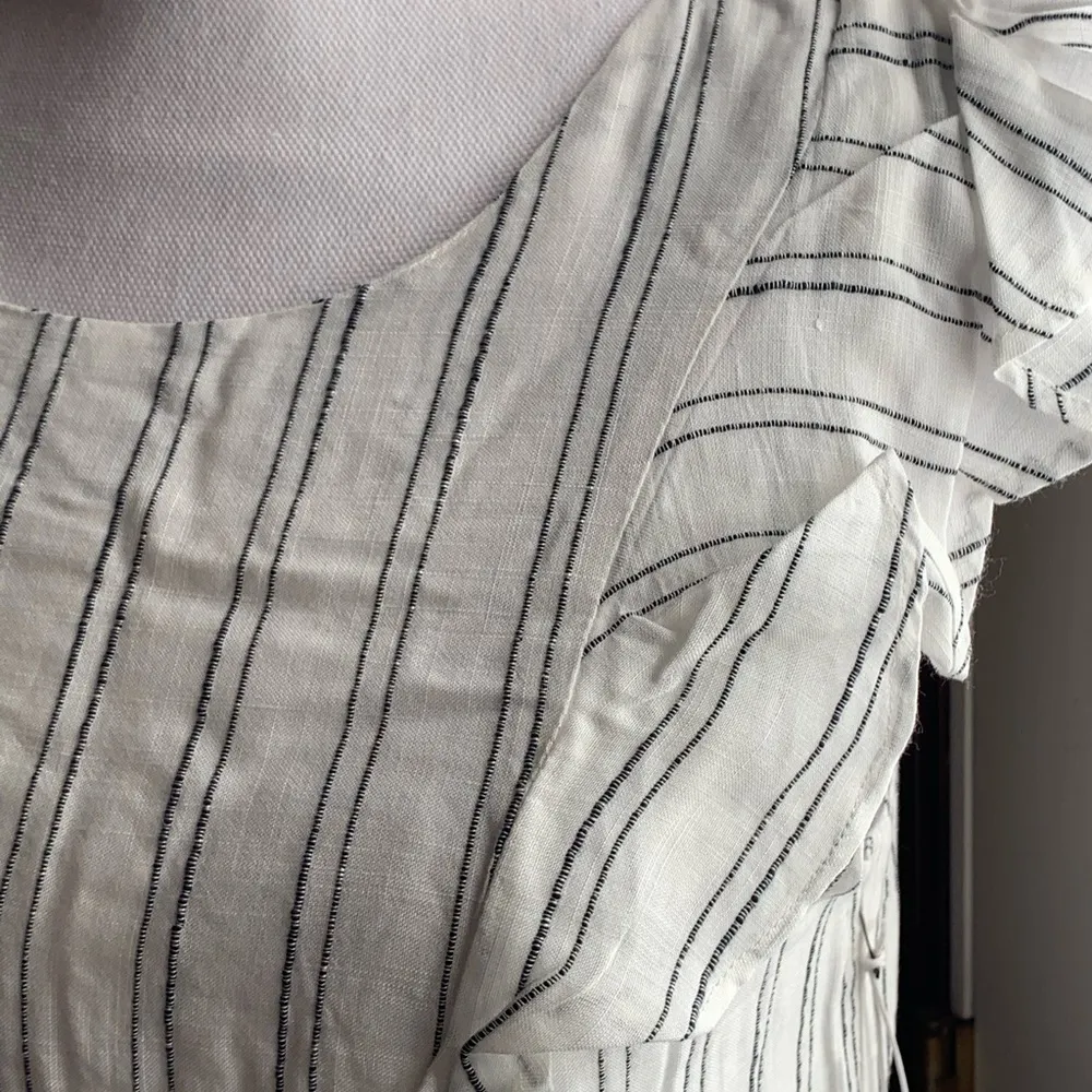 Dex White with Black Pinstripe Lace Up Romper Size M - Image 5